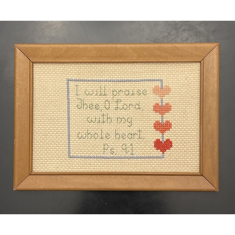 VTG Psalms 9:1 Petite Framed Cross Stitch- I will Praise thee O Lord 7"x5"